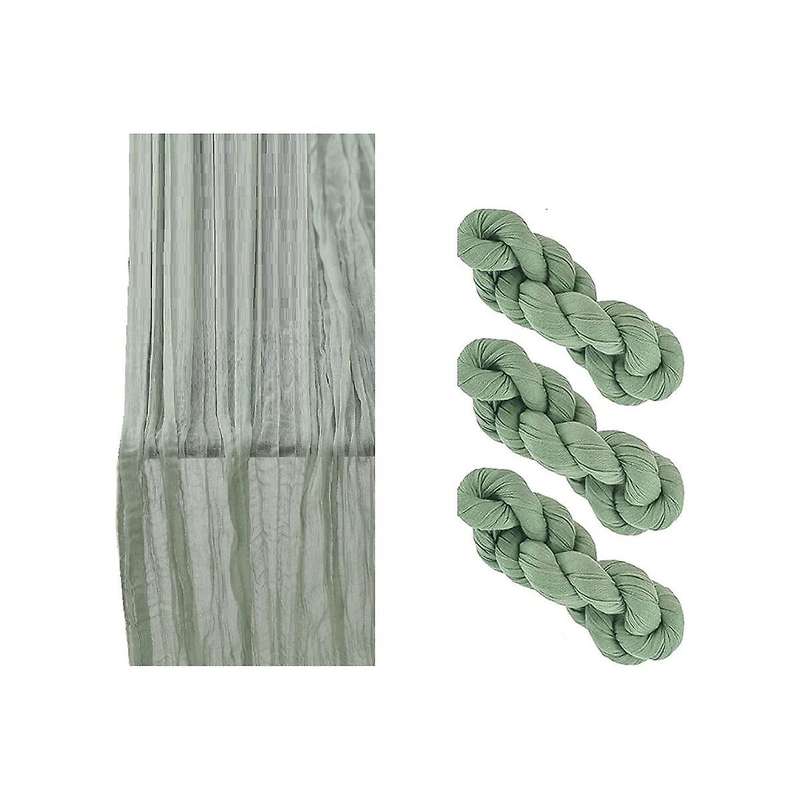 4 Pack 90x400cm Sage Green Cheesecloth Table Runner Long Rustic Gauze Table Runner Romantic Semi