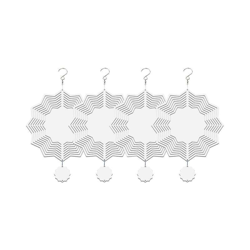 4 Pack 8 Inch Sublimation Wind Spinner Blank Sublimation Blanks Stars Flower Shape Ornament for Yar