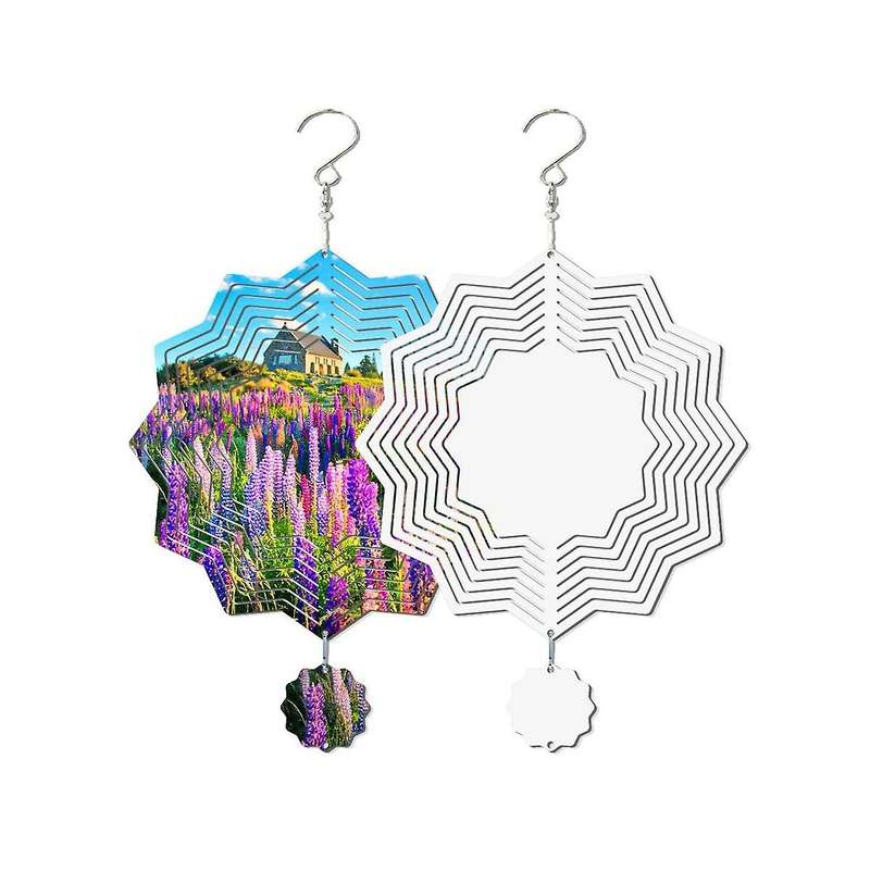 4 Pack 8 Inch Sublimation Wind Spinner Blank Sublimation Blanks Stars Flower Shape Ornament for Yar