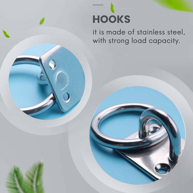 4 Pack 304 Stainless Steel Eye Plate with Ring M6 Eyelet Hooks,Wall Hook with Screw for Hanging Hamm