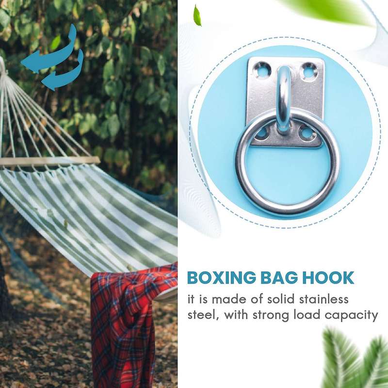 4 Pack 304 Stainless Steel Eye Plate with Ring M6 Eyelet Hooks,Wall Hook with Screw for Hanging Hamm