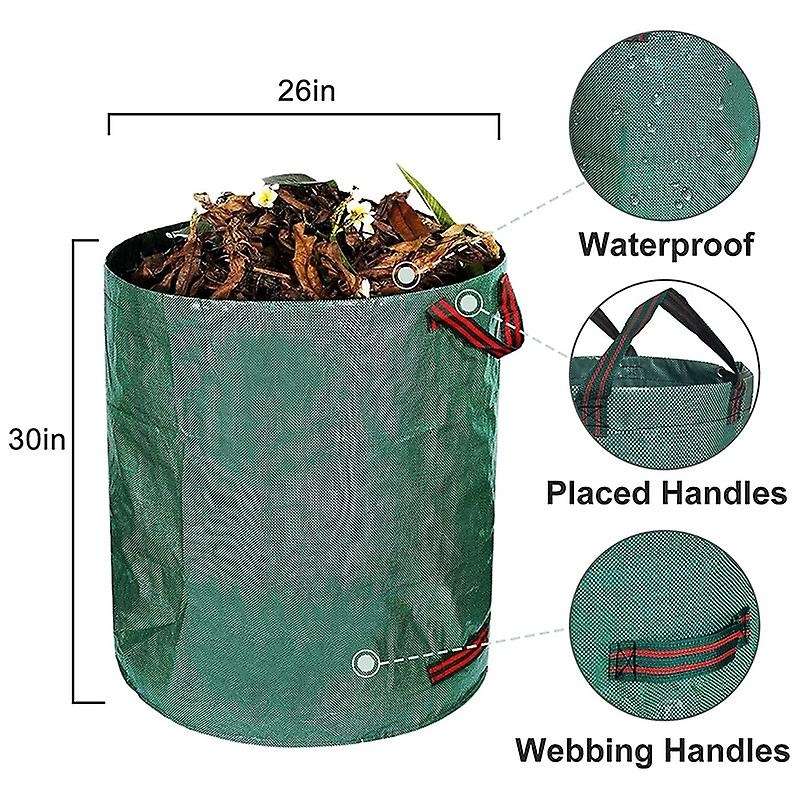 4 Pack 72 Gallons , Reusable Yard Bags Heavy Duty Waterproof Leaf Bag with 4 Handles, Yard