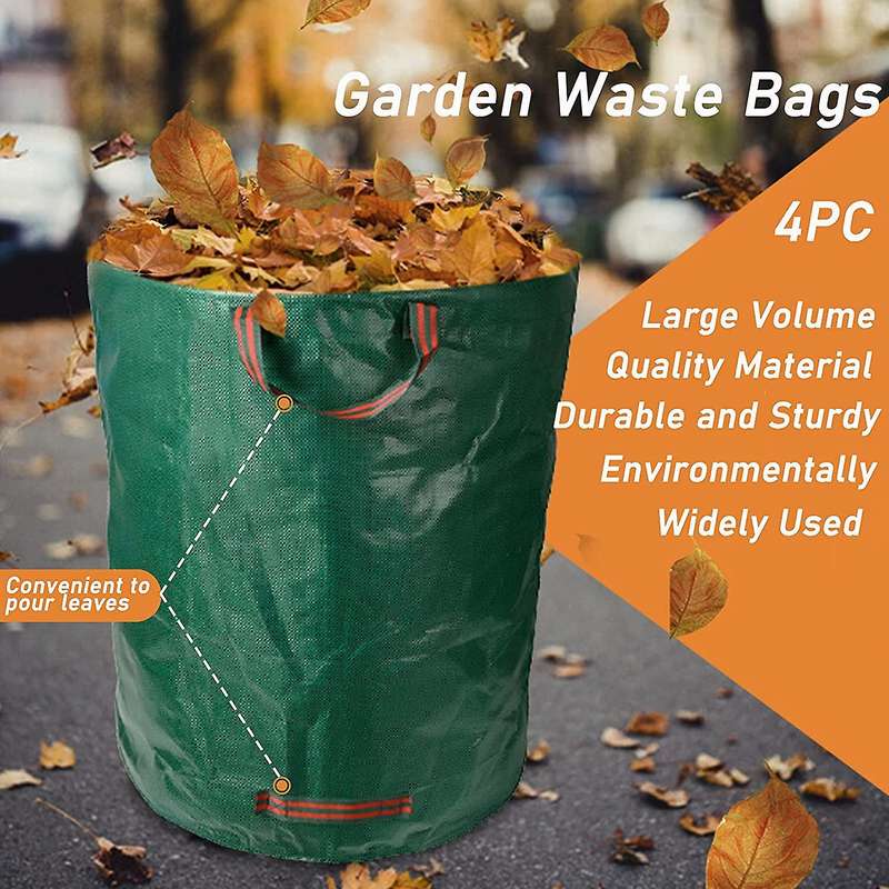 4 Pack 72 Gallons , Reusable Yard Bags Heavy Duty Waterproof Leaf Bag with 4 Handles, Yard
