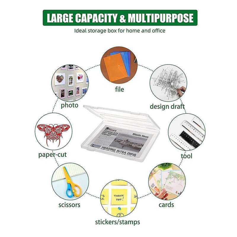 4 Pack A4 File Portable Project Case,Plastic Storage Box for 8.5x11In Letter Paper, Scrapbook Docum