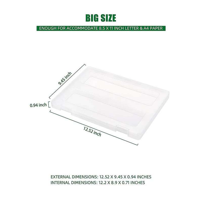 4 Pack A4 File Portable Project Case,Plastic Storage Box for 8.5x11In Letter Paper, Scrapbook Docum
