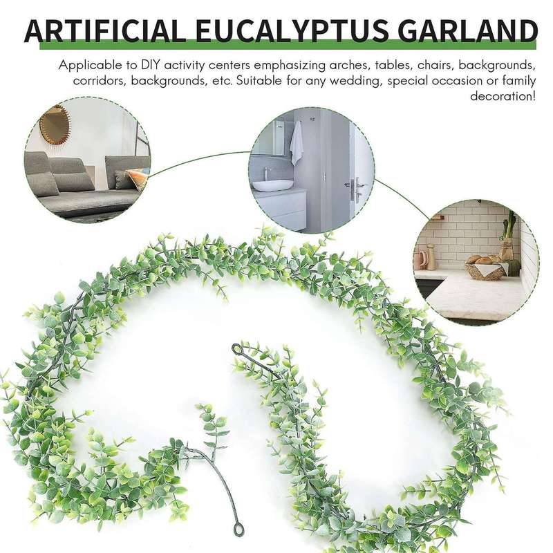 4 Pack Artificial Eucalyptus Garland Greenery Eucalyptus Vines Faux Silver Eucalyptus Leaves for Ta