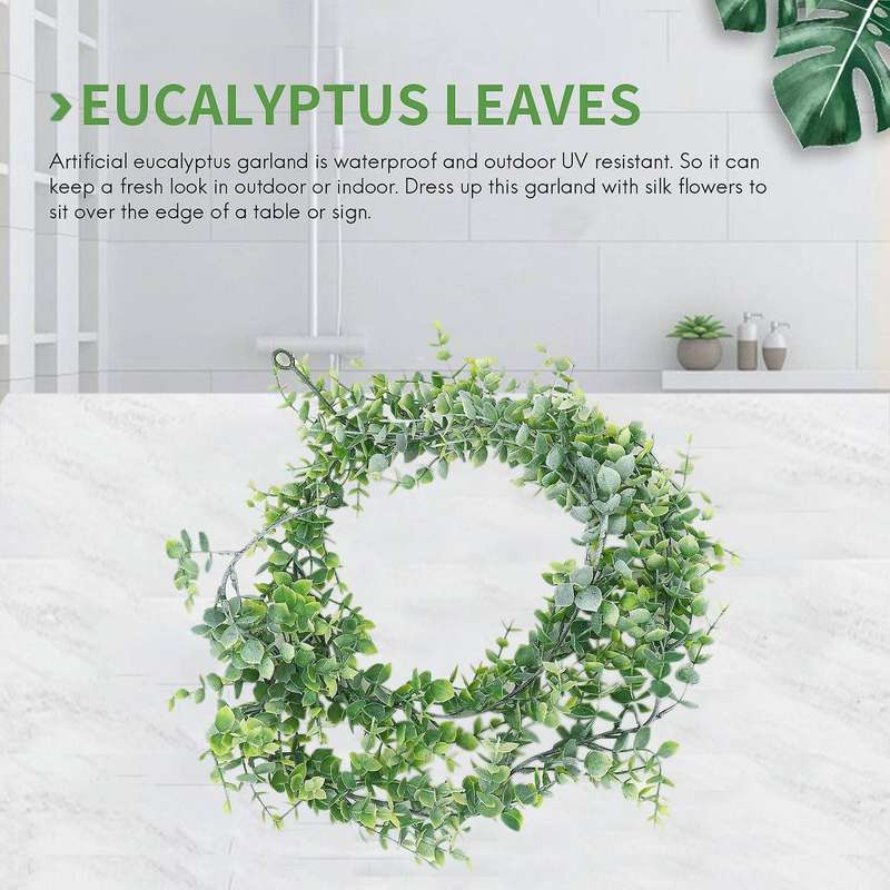 4 Pack Artificial Eucalyptus Garland Greenery Eucalyptus Vines Faux Silver Eucalyptus Leaves for Ta