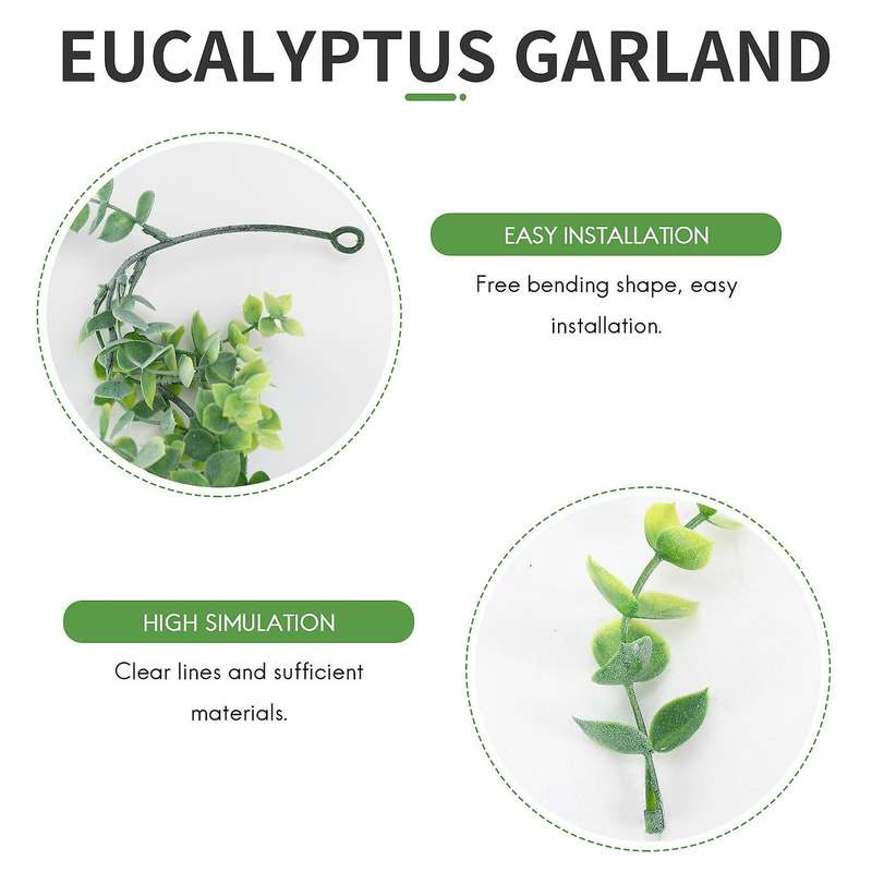 4 Pack Artificial Eucalyptus Garland Greenery Eucalyptus Vines Faux Silver Eucalyptus Leaves for Ta