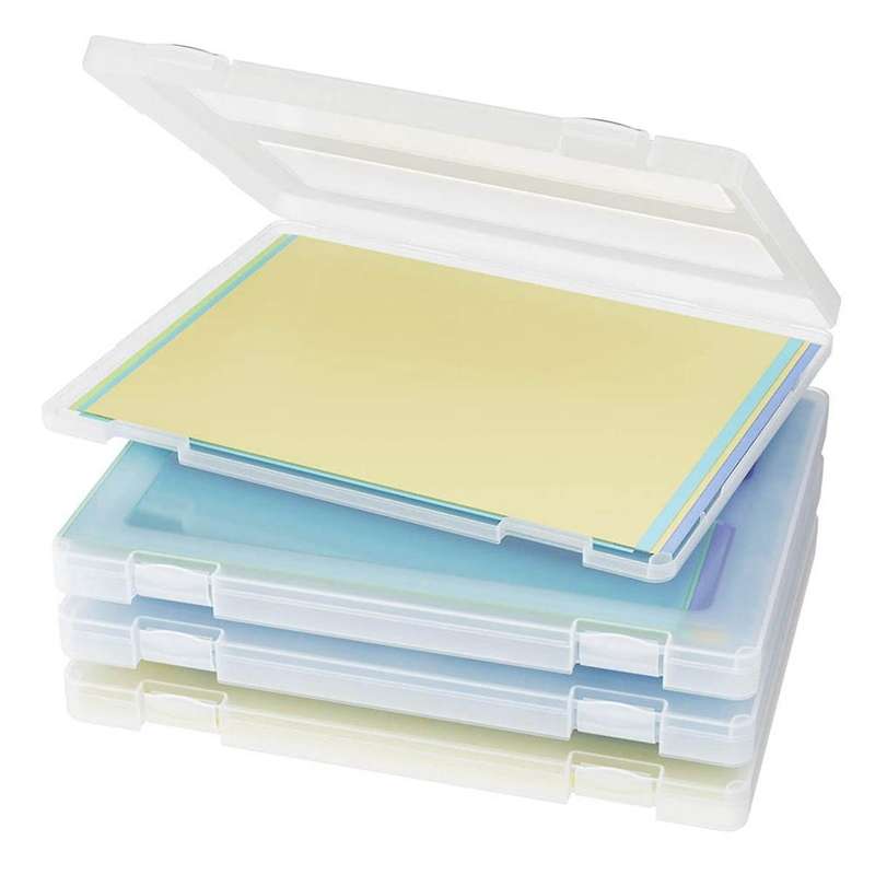 4 Pack A4 File Portable Project Case,plastic Storage Box for 8.5x11in Letter Paper, Scrapbook Docume