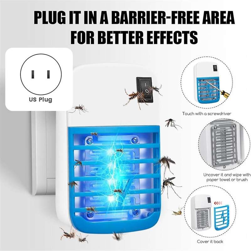 4 Pack Bug Zapper Indoor Plug in Electronic Mosquitoes Trap Zapper with Blue Lights Electric Portab