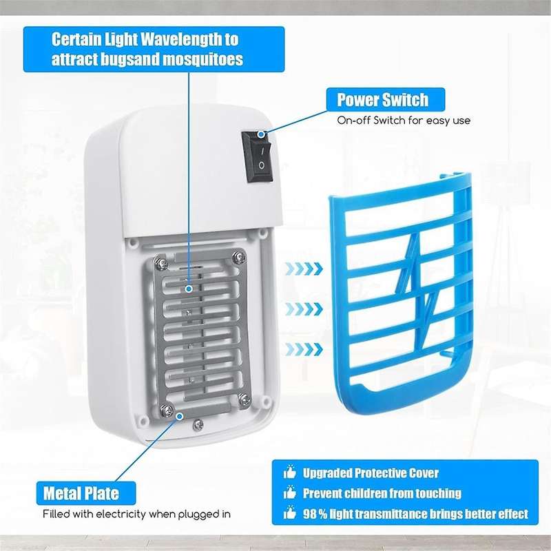 4 Pack Bug Zapper Indoor Plug in Electronic Mosquitoes Trap Zapper with Blue Lights Electric Portab