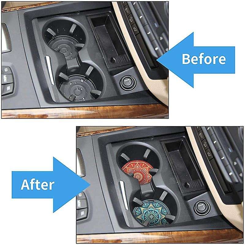 4 Pack Car Coasters for Drinks Absorbent 2.56 Inch Ceramic Car Cup Holder Coaster with Removable Fin