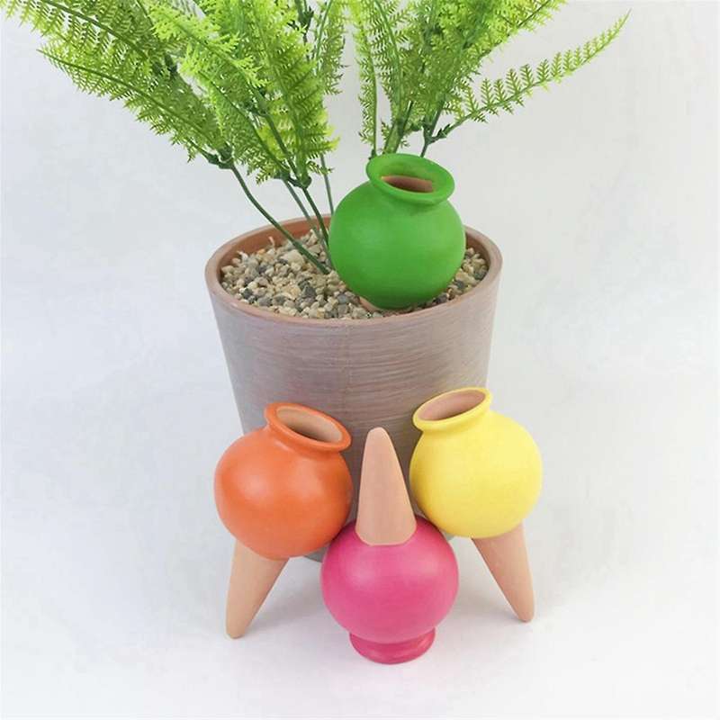 4 Pack Ceramic Automatic Plant Dripper Self-Watering Device for Home Balcony and Garden Multiple Col