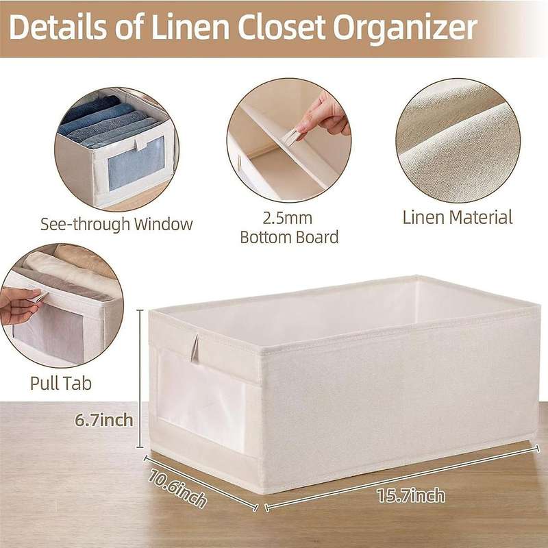 4 Pack Closet Organizers and Storage,foldable Closet Organizer Bins with Clear Window for Organizing