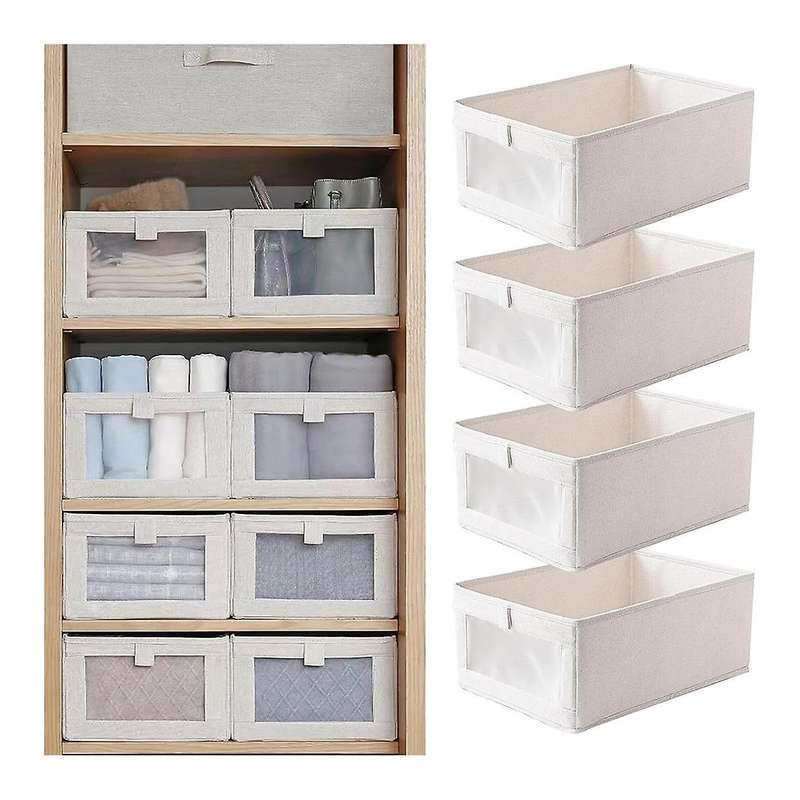 4 Pack Closet Organizers and Storage,foldable Closet Organizer Bins with Clear Window for Organizing