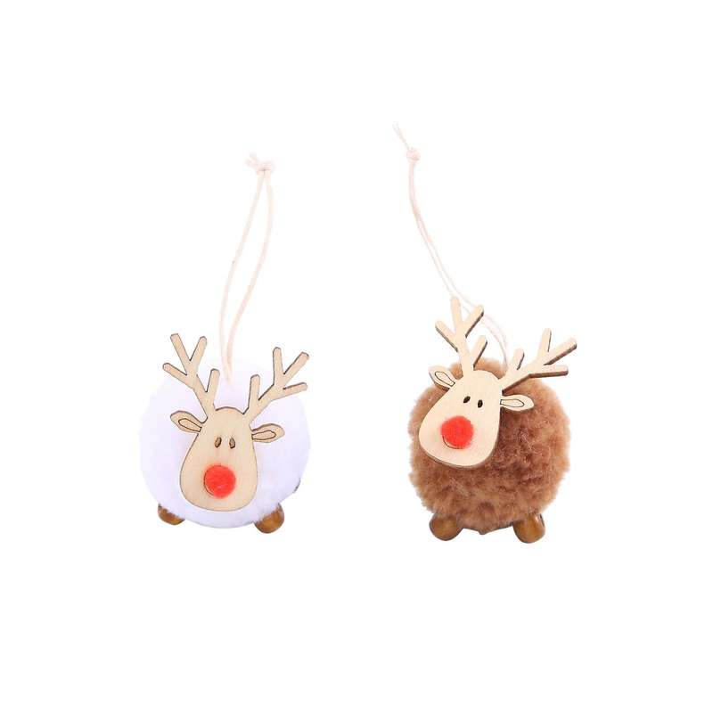 4 Pack Cute Felt Wooden Christmas Tree Decorations Hanging Pendant Deer Craft Ornament Christmas Dec