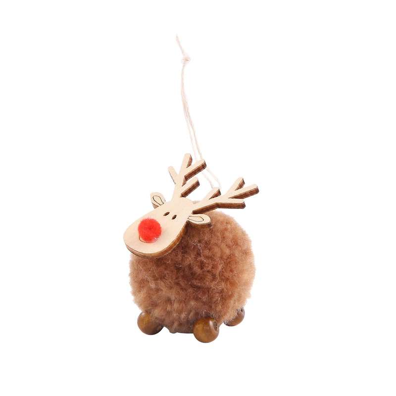 4 Pack Cute Felt Wooden Christmas Tree Decorations Hanging Pendant Deer Craft Ornament Christmas Dec