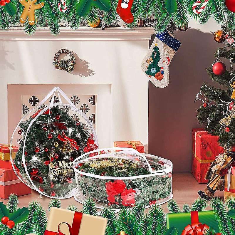 4 Pack Christmas Wreath Storage Container 30 Inch,Artificial Wreath Storage,Holiday Wreath Storage B