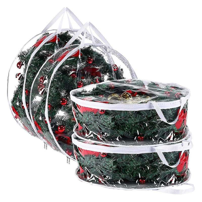 4 Pack Christmas Wreath Storage Container 30 Inch,Artificial Wreath Storage,Holiday Wreath Storage B