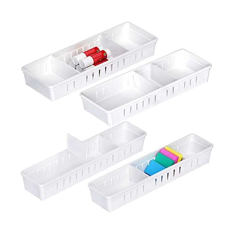 4 Pack Desk Drawer Organizer Trays, Plastic Office Drawer Organizer Set Makeup Organizer Storage Di