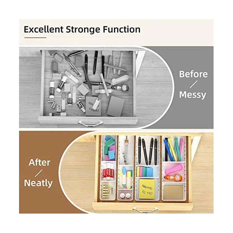 4 Pack Desk Drawer Organizer Trays, Plastic Office Drawer Organizer Set Makeup Organizer Storage Di