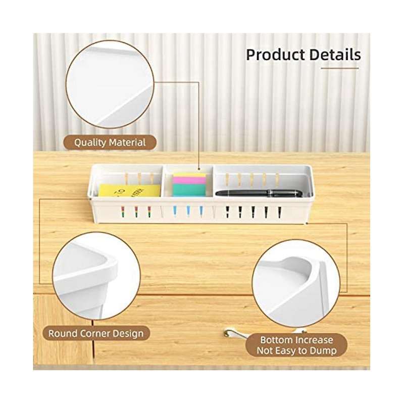 4 Pack Desk Drawer Organizer Trays, Plastic Office Drawer Organizer Set Makeup Organizer Storage Di