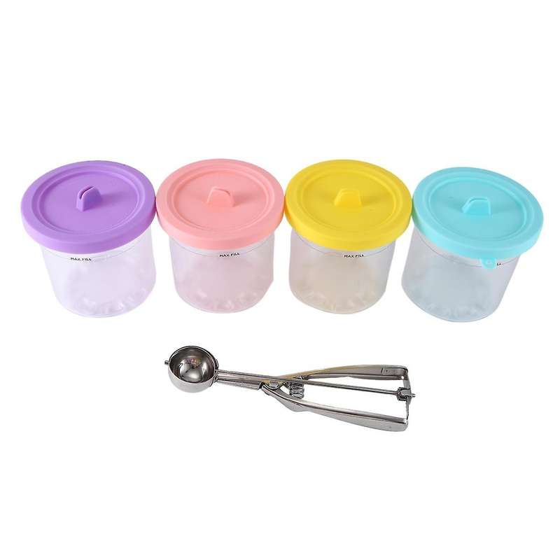 4 Pack for Ninja Ice Cream Pint Cups Nc299amz Nc300s Series Ice Cream Maker Replacement Storage Jars
