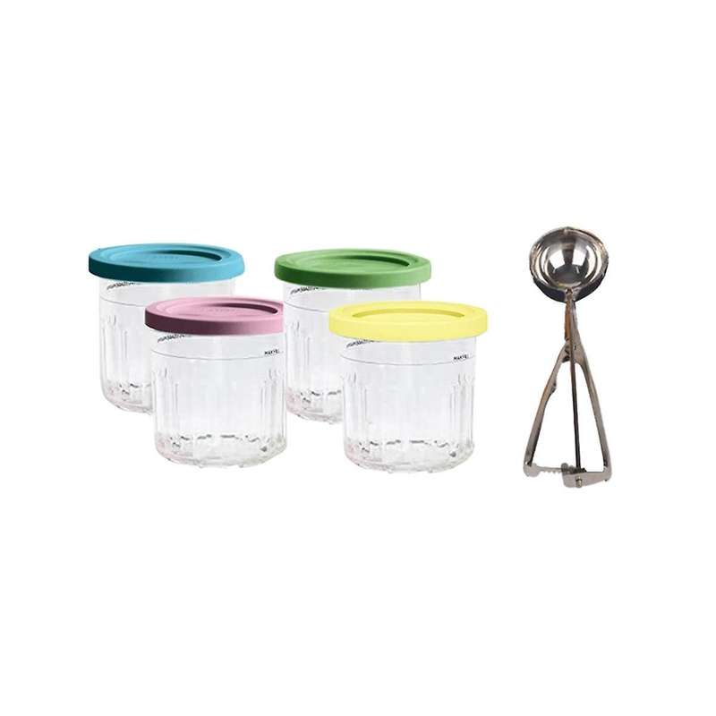 4 Pack for Ninja Ice Cream Pint Cups Nc299amz/nc300s Series Ice Cream Maker Replacement Storage Jars