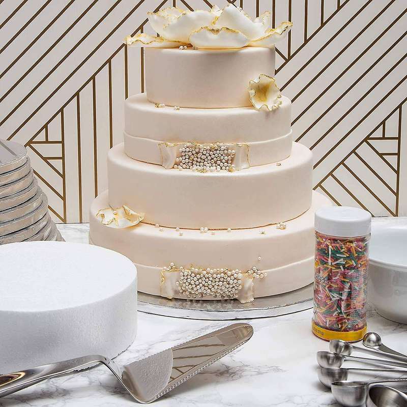4 Pack Foam Cake Dummy Compatible Decorating and Wedding Display,Sculpture