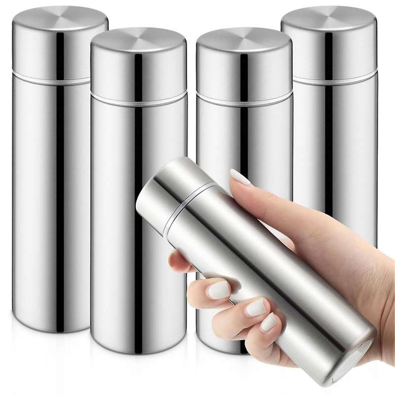 4 Pack Mini Water Bottles 4.4 Oz Cute Small Insulated Stainless Steel Water Bottles Pocket for Kids
