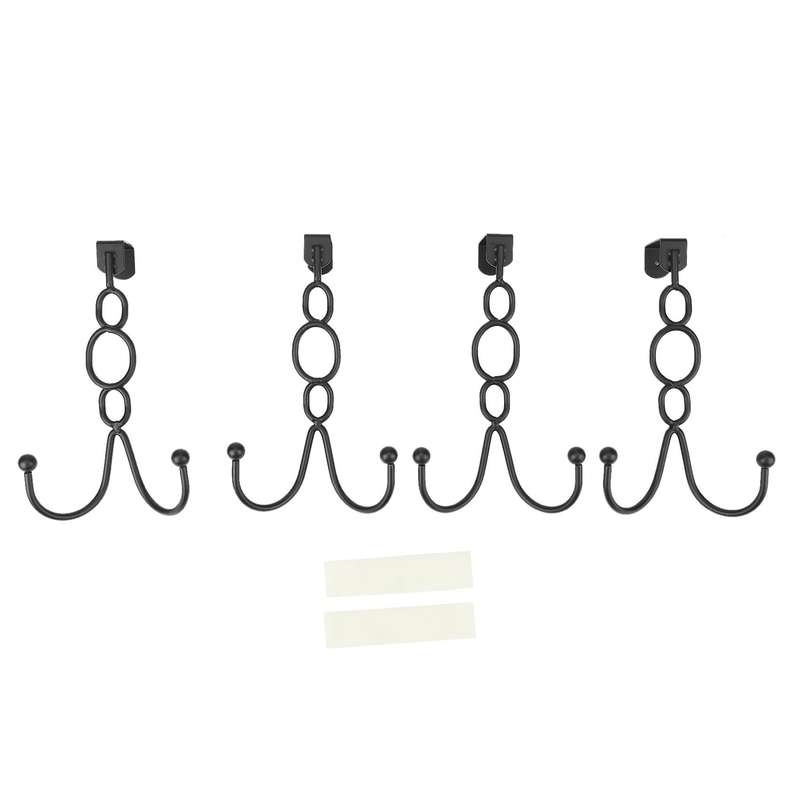 4 Pack over the Door Hook Black over Door Towels Hooks Heavy Duty over Door Double Hooks for Hangin