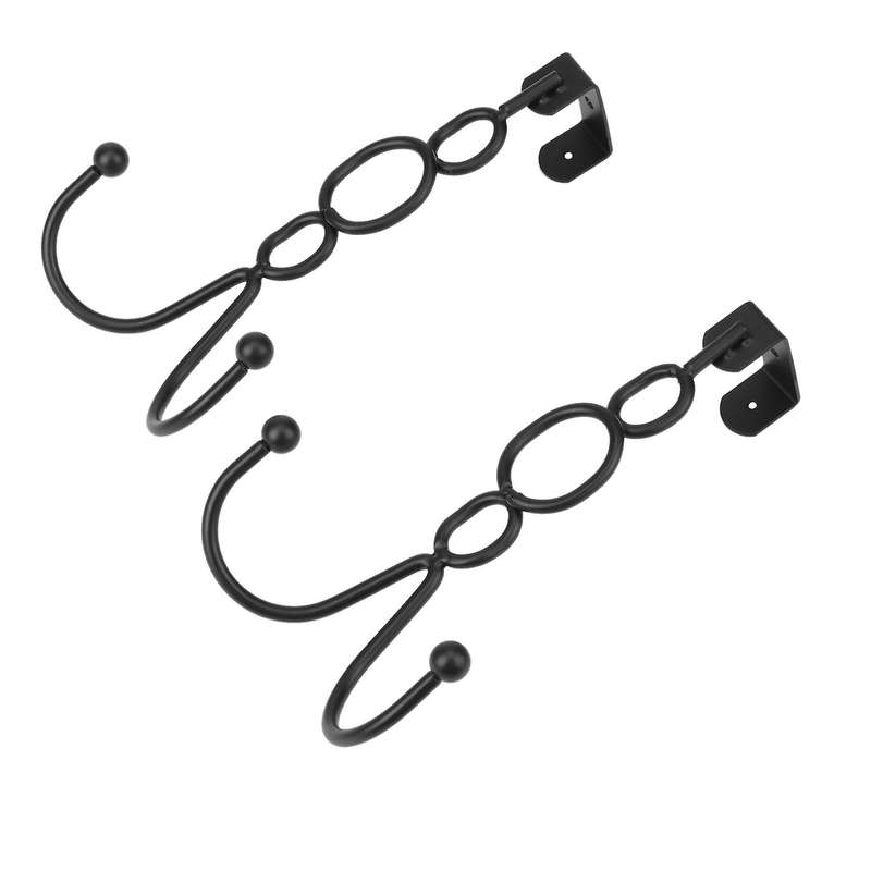 4 Pack over the Door Hook Black over Door Towels Hooks Heavy Duty over Door Double Hooks for Hangin