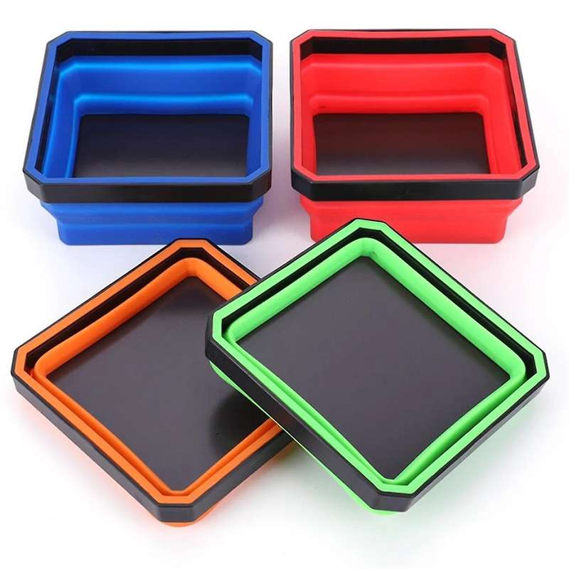 4 Pack -Magnetic Screw Tray Silicone Screw Bowl Tool Part Storage Box Plumber Carpenter Tool Organiz