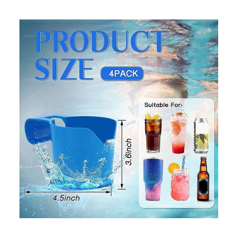 4 Pack Poolside Cup Holder for Above Ground Swimming Pool,pool Cup Holder for Drinks Fit 2 Inch Or