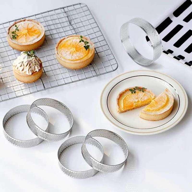 4 Pack Stainless Steel Tart Rings 2.4in,perforated Cake Mousse Ring,cake Ring Mold,round Cake Bakin