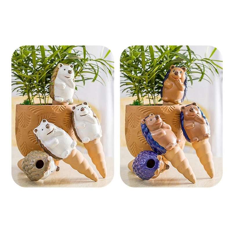 4 Pack Self Watering Spikes Cute Hedgehog Shape Terracotta Indoor and Outdoor Plant Watering Globes