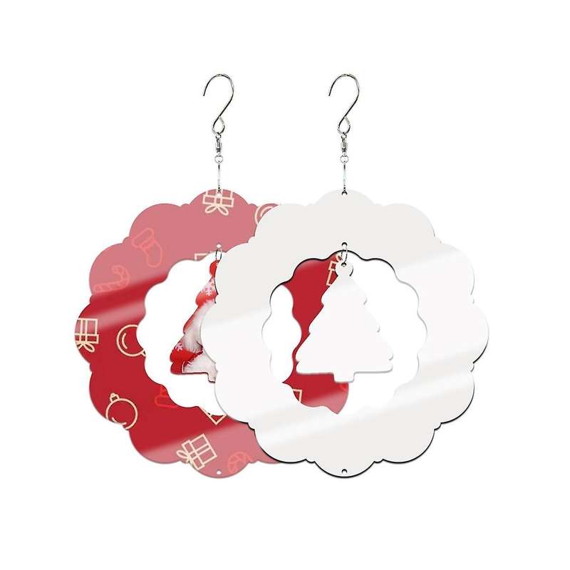 4 Pack Sublimation Wind Spinner Blanks,wreath Shape 3d Aluminum Wind Powered Kinetic Sculpture For