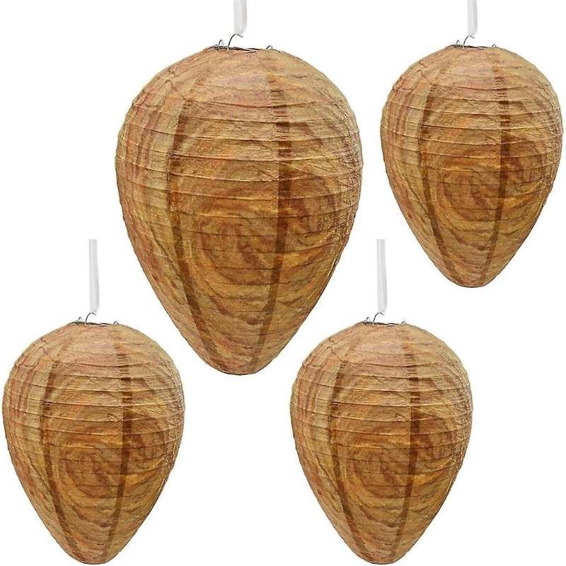 4 Pack Wasp Nest Decoy, Eco Friendly Hanging Wasp Repellent Wasp Trap,Natural Fake Wasp Nest Trap B