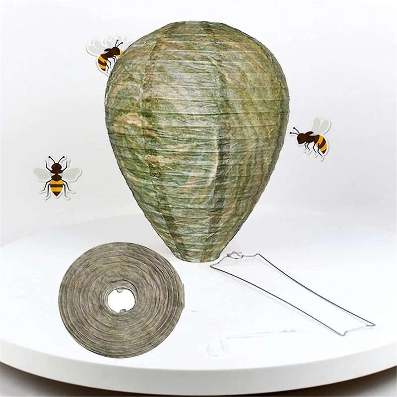 4 Pack Wasp Nest Decoy, Eco Friendly Hanging Wasp Repellent Wasp Trap,Natural Fake Wasp Nest Trap B
