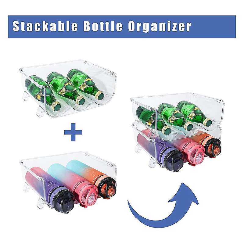 4 Pack Water Bottle Organizer, Storage Holder for Kitchen Organization, Fridge, Pantry, Cabinet, Cu