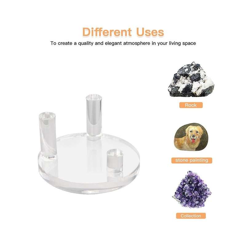 4 Packs 1.9Inch Rock Display Stand, Three- Acrylic Display Stands for Rocks, Minerals Slab, Crystal