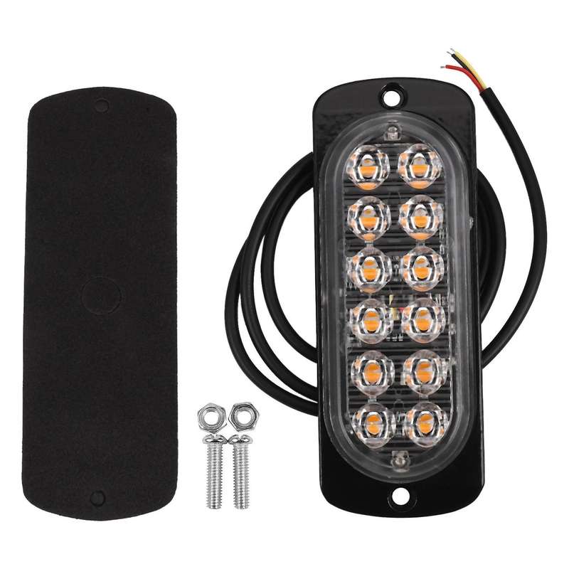 4 Pcs 12-Led Flash Flashing Strobe Car Emergency Signal Led Orange Grill Breakdown Light Fog Light