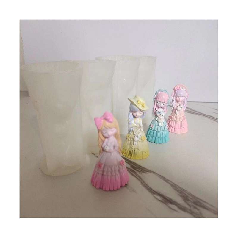 4 Pcs 3d Cartoon Little Girls Doll Silicone Candle Mold, for Wax Aromatherapy Making Diy Holiday Gi