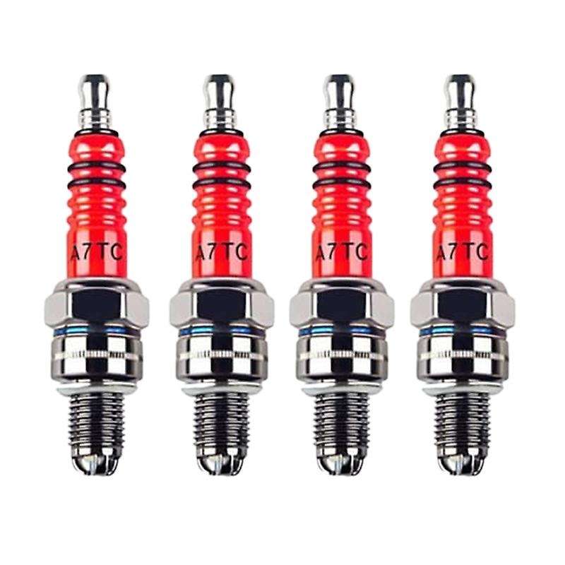 4 Pcs 3-Electrode Spark Plug A7TC for 50Cc-150Cc ATV Motorcycle