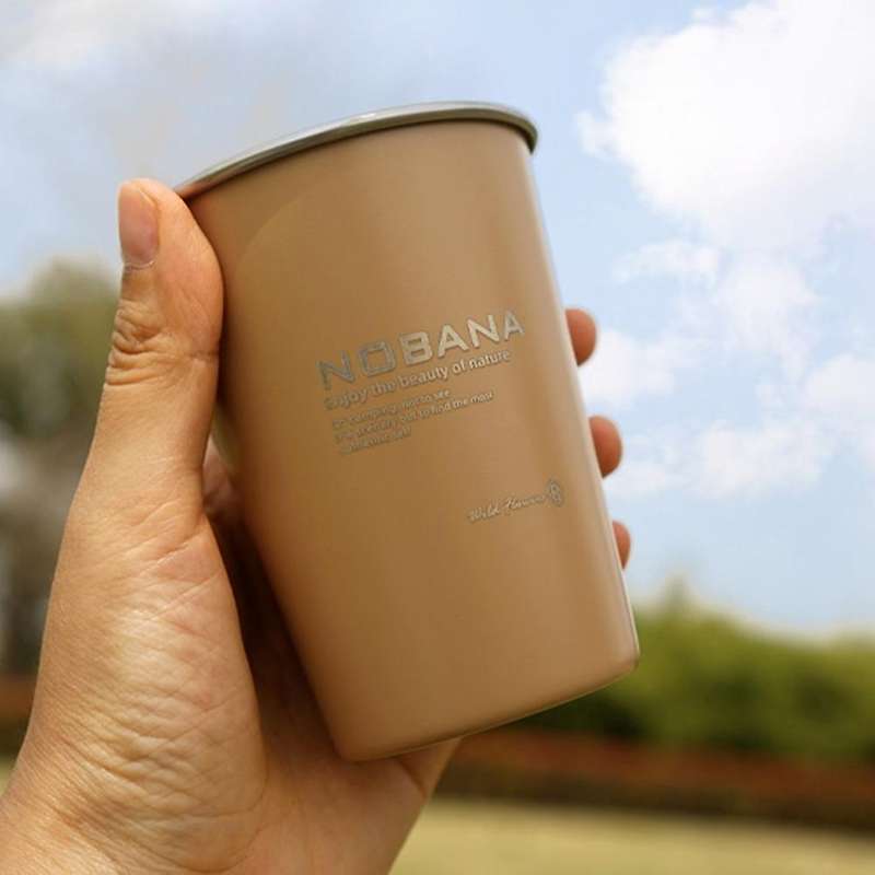 4 Pcs 350ML 304Stainless Steel Camping Cup Mug Camping Hiking Portable Tea Coffee Beer Cup with Blac
