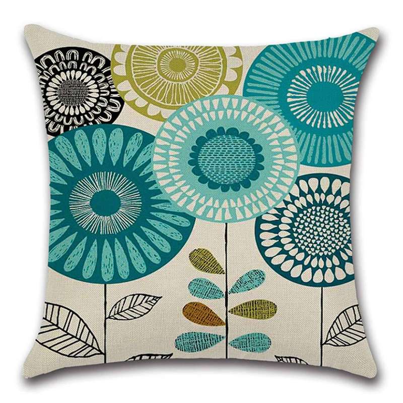 4 Pcs Abstract Flowers Pillowcase Linen Pillow Cover Home Decor Cushion Cover Printing Pillow Case