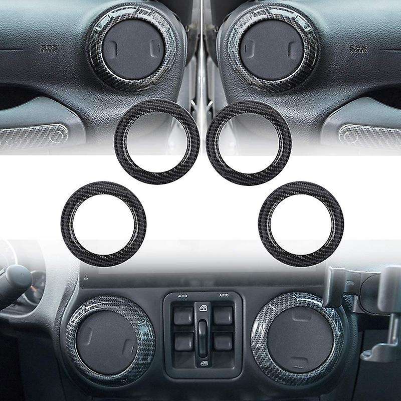 4 Pcs ABS Carbon Fiber Style Air Condition Decoration Interior Trim Kit, Accessories for Wrangler JK