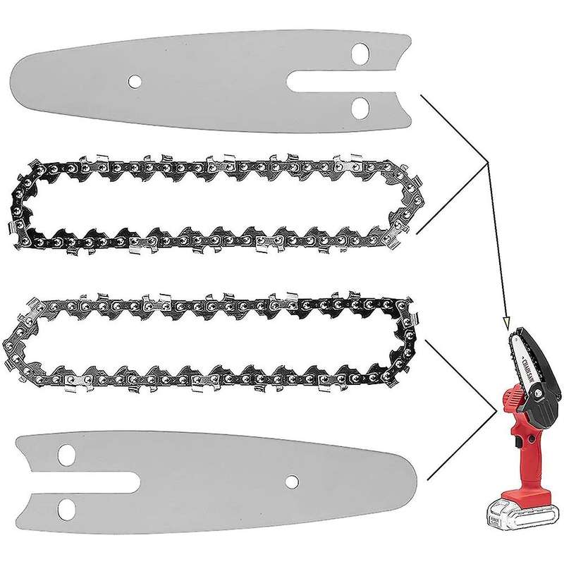 4 Pcs 4 Inch Chain Saw Chain Replacement for Mini Portable Handheld Cordless Electric Portable Chain