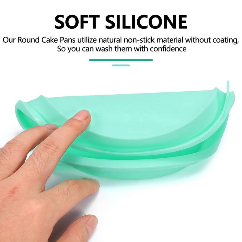 4 Pcs 8 Inch Round Cake Tin, Silicone Cake Mould, Layer Cake Tin, Silicone Cake Tins for Baking, No