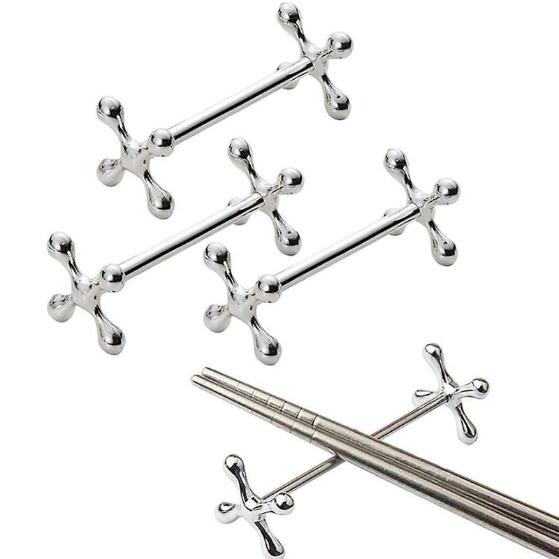 4 Pcs Alloy Chopsticks Rest Spoons Stand Forks Knifes Holder Rack Stand Metal Craft Table Decoratio